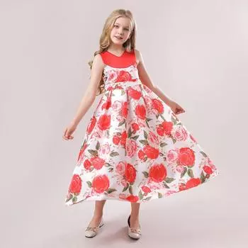 Элегантные платья принцессы для девочек, платье для маленьких девочек от 4 до 12 лет, платье на день рождения, платье на крестины, праздничная одежда для младенцев, детские платья 8Y красный