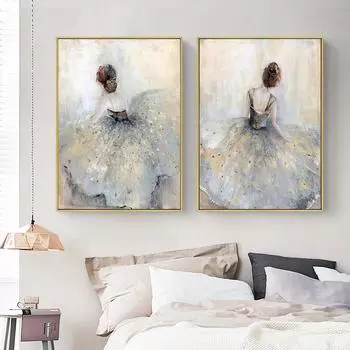 Элегантные постеры и принты балерины в скандинавском стиле, портретное платье для девушки, настенные художественные фотографии, картина на холсте, домашний декор HD0055 21x30cm no frame