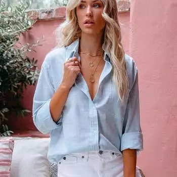 Элегантные повседневные хлопковые офисные рубашки, женская блузка с длинным рукавом, рубашка на пуговицах, женские свободные блузки с лацканами, однотонные топы, мода 20026 S зелёный