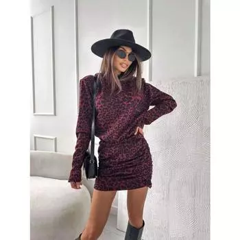 Элегантные повседневные платья с длинным рукавом и леопардовым принтом для женщин, весна-осень, сексуальное платье для женщин, модное винтажное свободное уличное облегающее вечернее женское короткое платье 25434 S