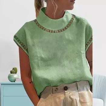 Элегантные повседневные свободные топы с круглым вырезом большого размера, женские летние винтажные однотонные топы с короткими рукавами и короткими рукавами, женский дизайнерский шикарный натуральный костюм S белый