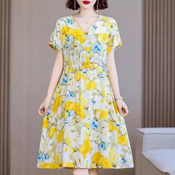 Элегантные повседневные женские платья, летние большие размеры, винтажное длинное платье с принтом, женское XL