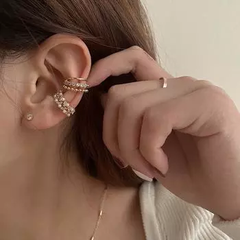 Элегантные ретро-клипсы с циркониевым жемчугом, непроколотые серьги-каффы, стиль 2022 года