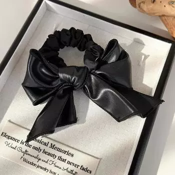 Элегантные резинки для волос с большим бантом из ПУ кожи цвета Майяра для женщин, держатель для хвоста, аксессуары для волос, корейская повязка на голову, новинка