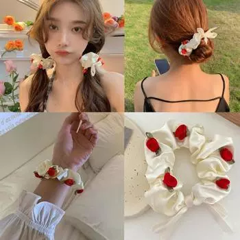 Элегантные резинки-скранчи с цветами для волос для женщин и девочек, эластичные резинки для волос, аксессуары, резинка для волос, веревка, держатель для хвостика, головной убор