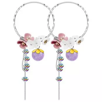 Элегантные романтические серьги-подвески из стерлингового серебра 925 пробы в стиле бохо с цветком и подвеской на цепочке