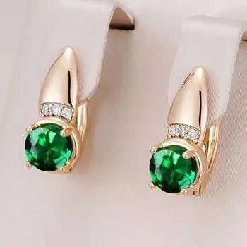 Элегантные роскошные круглые серьги-клипсы с зеленым цирконием для женщин, винтажные золотые свадебные серьги, модные украшения для вечеринок зелёный/золотой