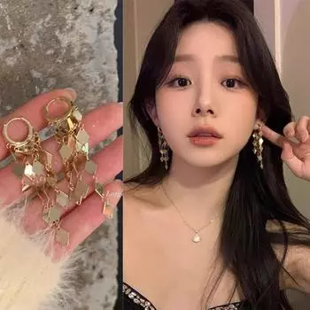 Элегантные роскошные серьги-кисточки с бриллиантами для женщин - модный холодный стиль с супер яркими пайетками A2145 золотой