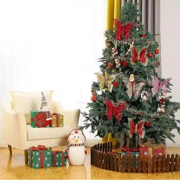 Элегантные рождественские украшения из цветов, аксессуары для украшения рождественской елки