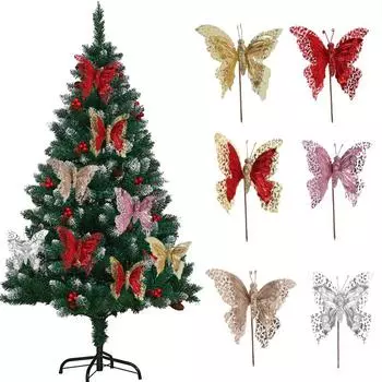 Элегантные рождественские украшения из цветов, аксессуары для украшения рождественской елки