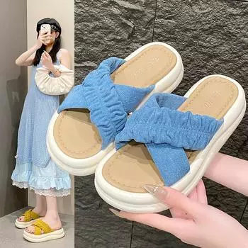 Элегантные сандалии Niche Cross Strap, тапочки, женские летние темпераментные милые тапочки с толстой подошвой, женские модные летние дышащие туфли 35