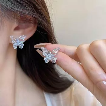 Элегантные серьги-бабочки из смолы: Вечный, прозрачный и шикарный для женщин. A1810 серебряный