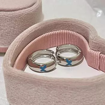 Элегантные серьги-бабочки с голубой глазурью: Модный, универсальный дизайн круга для женщин E6305 серебряный