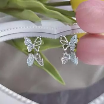 Элегантные серьги-бабочки с каплями масла: Высококачественный, модный дизайн для женщин Half Hollow Oil Drop Butterfly Earrings