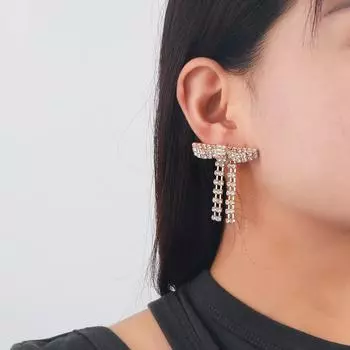 «Элегантные серьги-бантики со стразами 2024 года для женщин» золотой