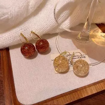 Элегантные серьги Crystal Ice Crack: Ретро-стиль Гонконга, универсальный дизайн класса люкс для женщин A2033 золотой