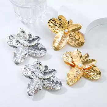 Элегантные серьги-цветы в европейском и американском стиле для женщин золотой