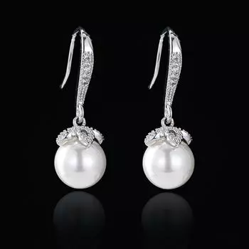 Элегантные серьги Emmaya с кубическим цирконом и жемчужным украшением, блестящее платье для женщин и девочек, модный эффектный подарок белого золота