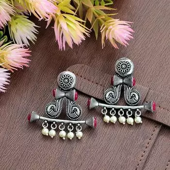 Элегантные серьги-гвоздики Ghungroo из оксидированного серебра в богемном стиле для женщин и девочек