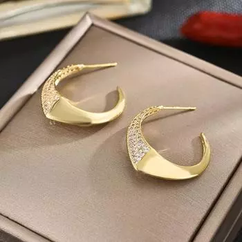 Элегантные серьги-гвоздики с циркониевым обрамлением Sense Versatile, классические серьги для женщин высокого класса золотой