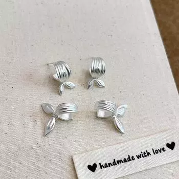 «Элегантные серьги-гвоздики с французским бантом»: Нежная, изысканная и легкая роскошь E0906, satin bow серебряный