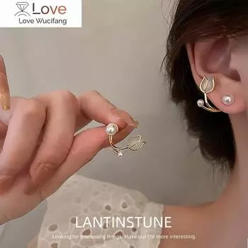 Элегантные серьги-гвоздики с опаловым цветком тюльпана и белым жемчугом золотого цвета для женщин, роскошные сладкие вечерние свадебные украшения для девочек N251