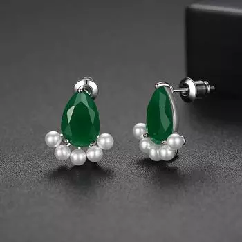 Элегантные серьги-гвоздики WWJ с кубическим цирконием в форме капли для девочек изумрудный/зелёный