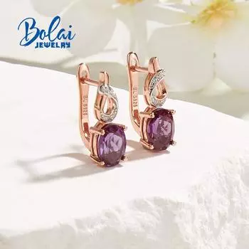 Элегантные серьги из стерлингового серебра 925 пробы с измененным цветом александровым камнем для женщин, повседневная одежда, ювелирные изделия, подарок
