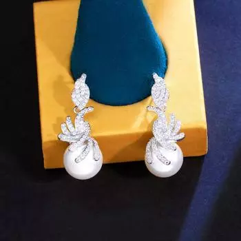 Элегантные серьги-капли CMM неправильной формы серебристого цвета с искусственным жемчугом и цирконом, свадебные аксессуары, свадебные модные женские украшения серебряный