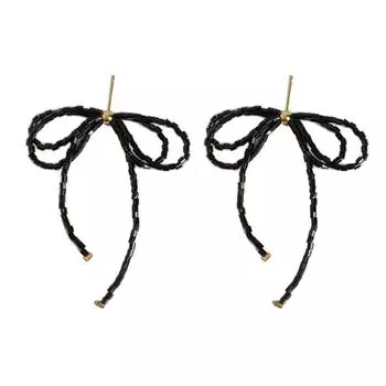 Элегантные серьги-капли с бантом из бисера, модные висячие серьги, эффектные ювелирные изделия, серьги-капли с кисточками для женщин и девочек чёрный