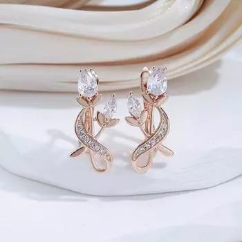 Элегантные серьги-капли с цветком розы для женщин, золотые серьги для невесты, свадебные украшения, роскошные серьги, подарки белый/золотой