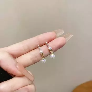 Элегантные серьги-капли с кисточками и стразами из искусственного жемчуга для женщин, пирсинг, темперамент золотистый