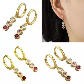 Элегантные серьги-капли, украшение, разноцветные серьги с цирконием, кулон, стильный аксессуар для ушей для модниц 1