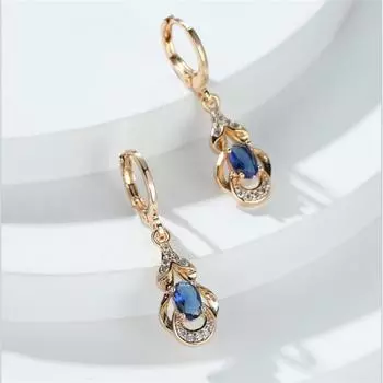 Элегантные серьги-капли золотого цвета в этническом стиле для женщин, серьги-капли с синим камнем, ювелирные изделия оливковое зеленый