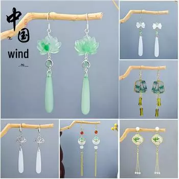 Элегантные серьги-кисточки из бисера: Аксессуары в китайском стиле ханьфу с узорами в виде цветов, вееров и бантов