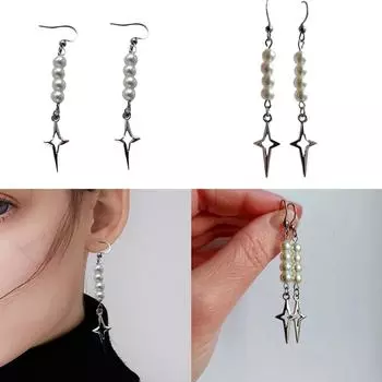 Элегантные серьги-кисточки из искусственного жемчуга с подвеской в виде звезды для женщин, универсальные модные украшения для повседневного использования на вечеринке