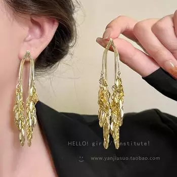 Элегантные серьги-кисточки из пшеницы для женщин — универсальные, модные и подчеркивающие индивидуальность. A2041 золотой