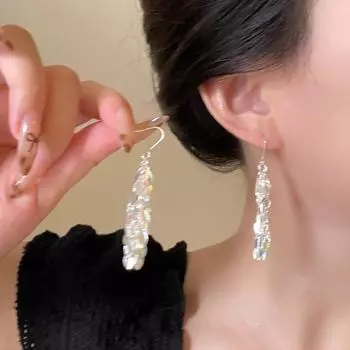 Элегантные серьги-кисточки из пшеницы: Модный, универсальный и стильный для женщин A2169 серебряный