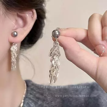 «Элегантные серьги-кисточки из жемчуга и пшеницы»: Роскошь, универсальность, шик серебряный
