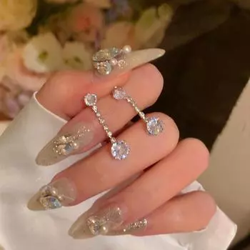 Элегантные серьги-кисточки с цирконами: Серебряная игла S925, эксклюзивный дизайн, сверкающий бриллиант для женщин A1592 серебряный