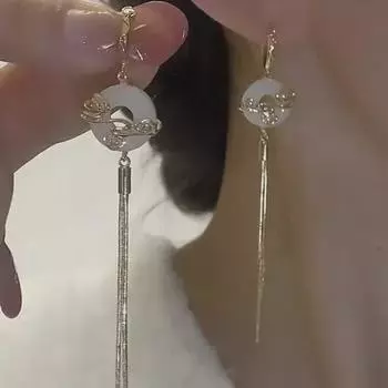 Элегантные серьги-кисточки в стиле ханьфу: Выпуск осень/зима — роскошный китайский стиль с пряжкой Peace