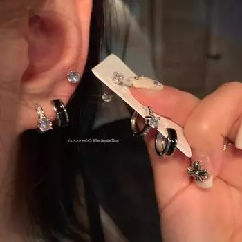 Элегантные серьги-клипсы из циркония для женщин - модный комплект ювелирных изделий знаменитостей в корейском стиле E5829 серебряный