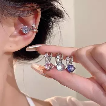 Элегантные серьги-клипсы из циркония для непроколотых ушей — высококачественные, универсальные и невероятно стильные для женщин A1916 синий