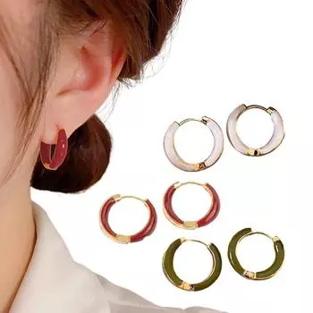 Элегантные серьги-кольца, мини-серьги с эмалью, маленькие серьги-кольца для женщин, блестящие красочные серьги-кольца