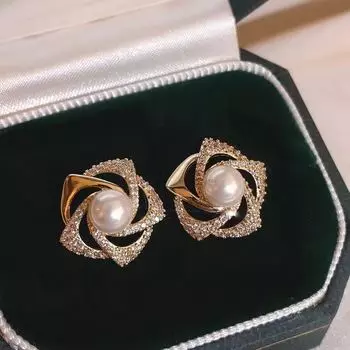 Элегантные серьги-кольца с полыми цветочными серьгами для женщин и девушек