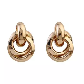 Элегантные серьги-кольца Стильные серьги-пусеты Женские украшения для ушей Сплав Геометрические серьги Подходят для повседневной носки золотой