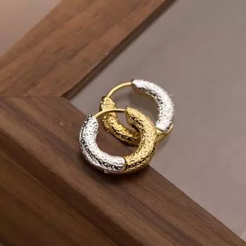 Элегантные серьги-кольца, уникальные цветные контрастные серьги, модные двухцветные серьги-гвоздики для вечеринки золотистый/серебряный