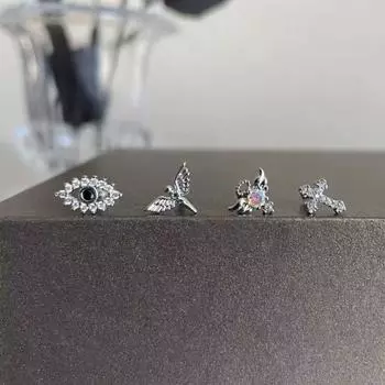 Элегантные серьги-кресты в виде глаза дьявола с иглами из серебра 925 пробы