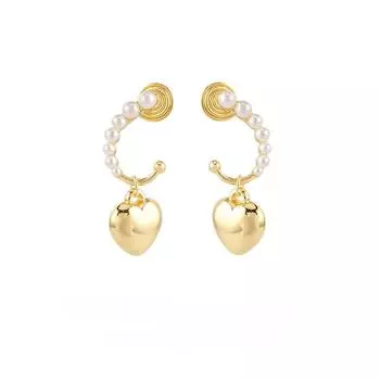 Элегантные серьги «Любовь» с искусственным жемчугом, модные роскошные сладкие клипсы для ушей в виде спирали от комаров, без пирсинга