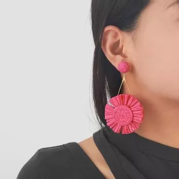 Элегантные серьги-подвески из разноцветных цветов ручной работы из рафии для женщин белый